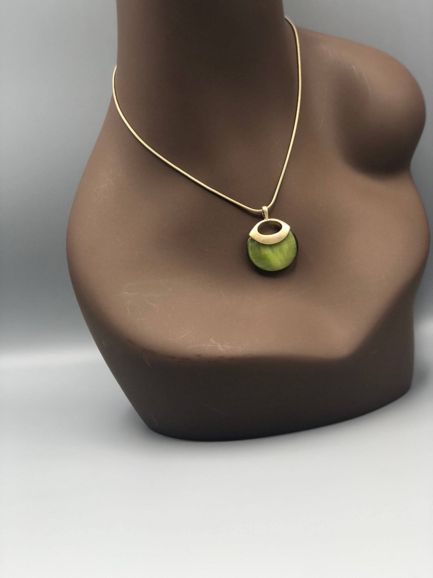 Kuma Gold & Olive Stone Necklace Set