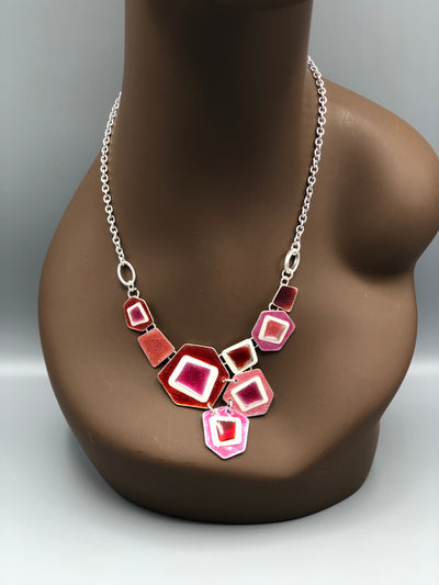 Kuma Red Square Necklace Earring Set