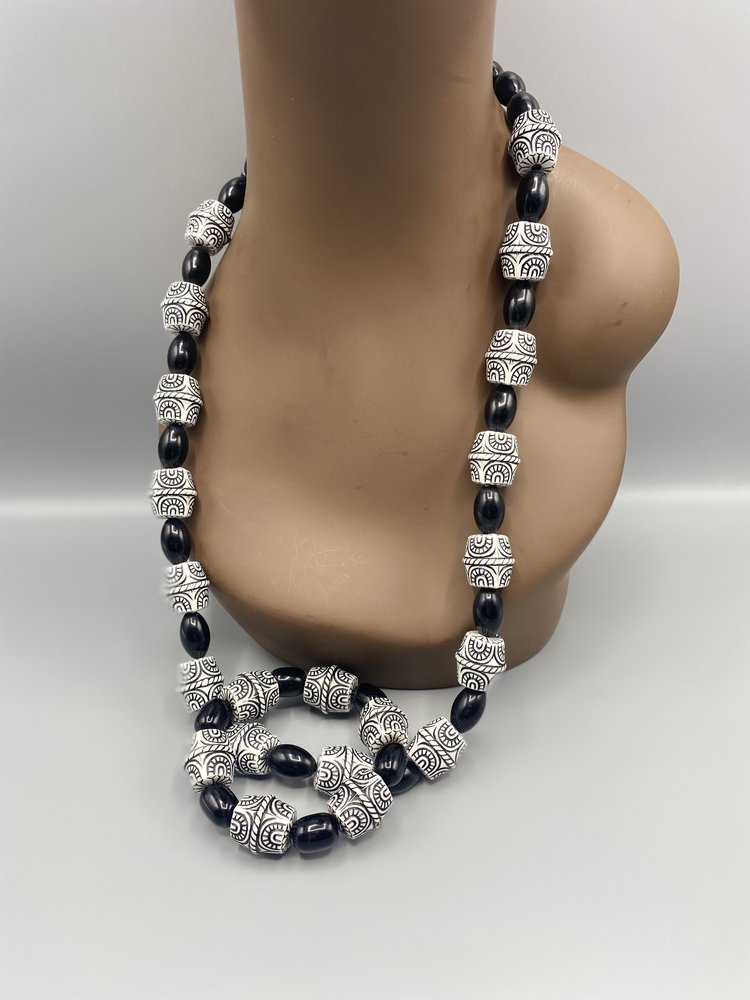 Atta Barrel Bead Necklace & Bracelet Set