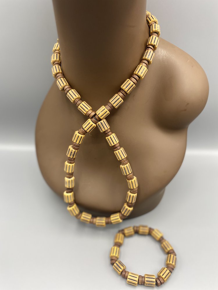 Atta Barrel Bead Necklace & Bracelet Set