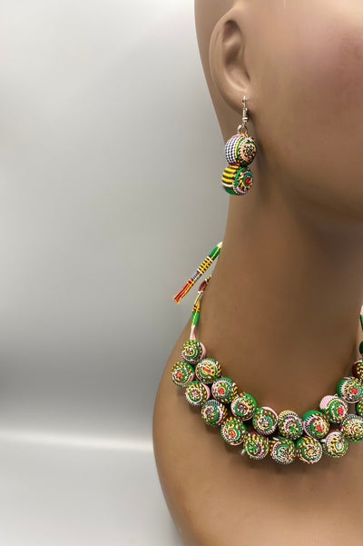 Duku Small Round 2-Tier Necklace & Earring Set