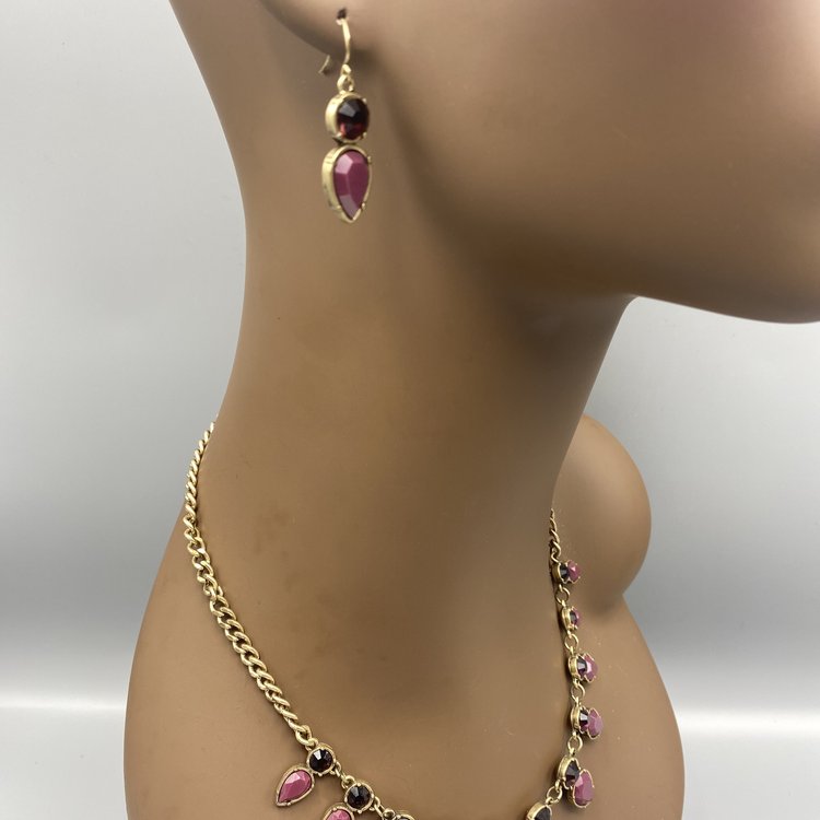Tawia Round Teardrop Crystal Necklace Earring Set